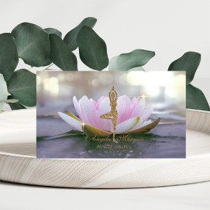 Elegante rosa Lotusblume Glitter Yoga Mädchen Visitenkarte