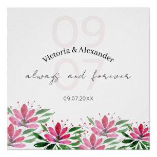 Elegante rosa Lotusblumen Aquarellkunst Poster