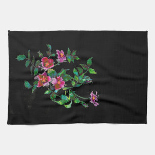 Elegante rosa Magenta-Aquarell-Blumenrosen  Geschirrtuch