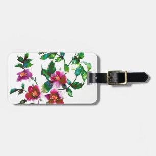Elegante rosa magenta Aquarellfarben Rose Gepäckanhänger