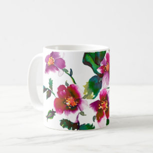Elegante rosa magenta Aquarellfarben Rose Kaffeetasse