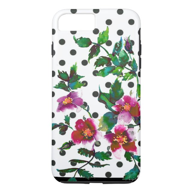 Elegante rosa magenta Aquarelltöne Rose Polka Punk Case-Mate iPhone Hülle (Rückseite)