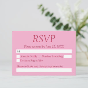 Elegante Rosa Magenta Wedding RSVP Card Karte