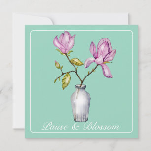 Elegante Rosa Magnolia Wasserfarbe im Glas Vase