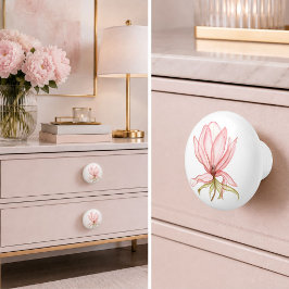 Elegante rosa Magnolie Keramikknauf