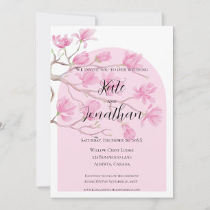 Elegante Rosa Magnolien-Garten Einladung