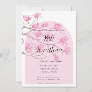 Elegante Rosa Magnolien-Garten Einladung