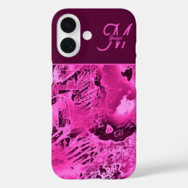 Elegante rosa Marmormor fett formatierte Monogramm iPhone 16 Hülle