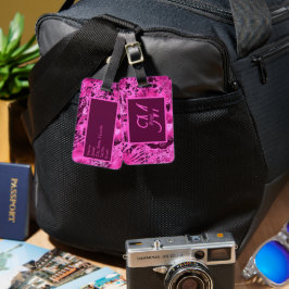 Elegante rosa Marmormor fett formatierte Monogramm Gepäckanhänger