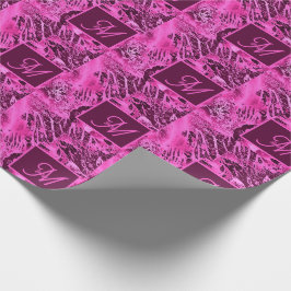 Elegante rosa Marmormor fett formatierte Monogramm Geschenkpapier