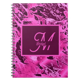 Elegante rosa Marmormor fett formatierte Monogramm Notizblock