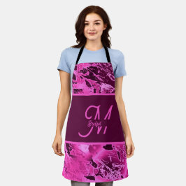 Elegante rosa Marmormor fett formatierte Monogramm Schürze
