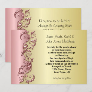 Elegante rosa Mauve & Gold Florid Wedding Einladung