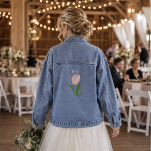 Elegante Rosa-Minimalismus-Tulpen-Blumenarrangemen Jeansjacke