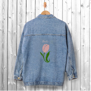 Elegante Rosa-Minimalismus-Tulpen-Blumenarrangemen Jeansjacke