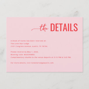 Elegante rosa minimalistische Details Begleitkarte