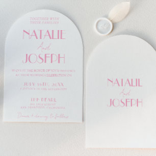 Elegante rosa minimalistische gebogene Hochzeit Einladung