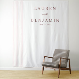 Elegante rosa minimalistische Streifen Wandteppich