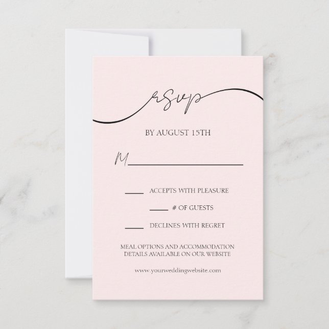 Elegante Rosa Moderne Script-Hochzeitskarte (Vorderseite)