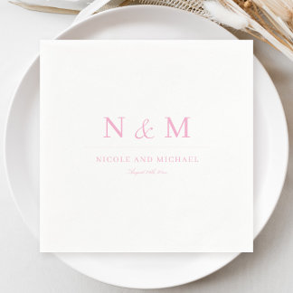 Elegante rosa Monogramm Anfangsbuchstaben Hochzeit Serviette