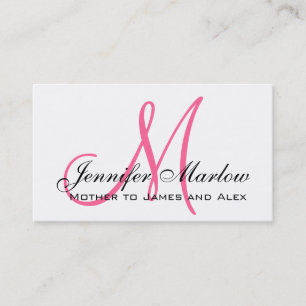 Elegante rosa Monogramm benutzerdefinierte Mommy-A Telefonnummerkarte