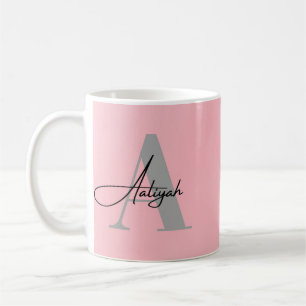 Elegante rosa Monogramm Namens-Kaffeetasse Kaffeetasse