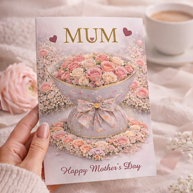 Elegante Rosa "MUM" Muttertagskarte Karte (Von Creator hochgeladen)