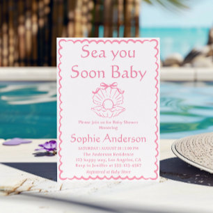 Elegante rosa Muschel-Baby-Baby-Party Einladung