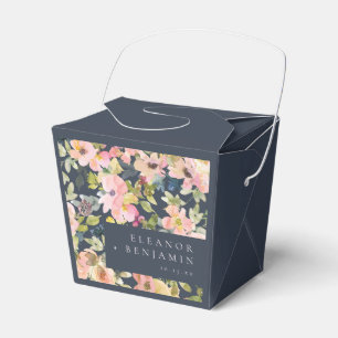 Elegante rosa navy Aquarell Blumen Hochzeit Geschenkschachtel