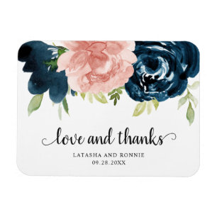 Elegante Rosa Navy Blume Gastgeschenk Hochzeit Magnet