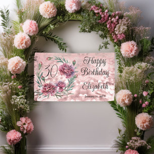 Elegante rosa Nelken 30. Geburtstagsfeier Banner