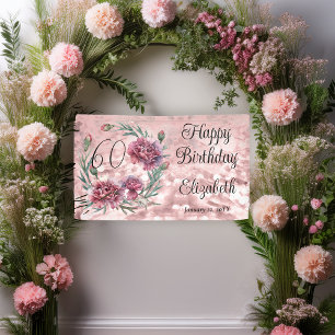 Elegante rosa Nelken 60. Geburtstagsfeier Banner