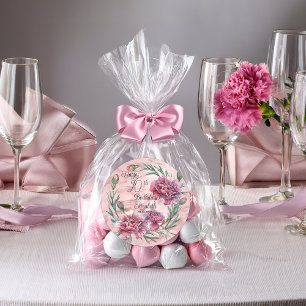 Elegante rosa Nelken 90. Geburtstagsfeier  Runder Aufkleber