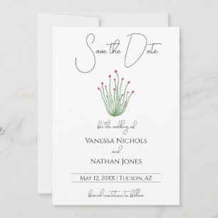 Elegante rosa Ocotillo Cactus Save the Date Card