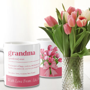 Elegante rosa Oma Definition mit Tulip Kaffeetasse