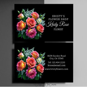 Elegante rosa orangefarbene weiße Rose Blumen Flor Visitenkarte