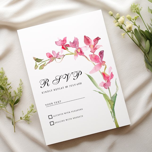 Elegante rosa orchid Blume Sommer UAWG Einladung (Elegant pink green orchid flower summer RSVP)