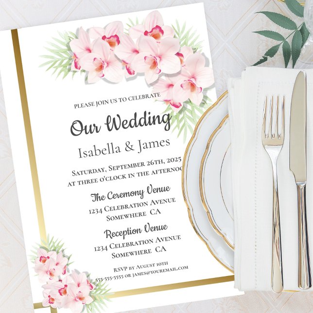Elegante Rosa Orchid Floral Wedding Einladung (Von Creator hochgeladen)