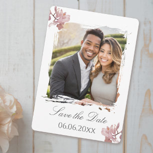 Elegante Rosa Orchid Foto Save the Date Karte