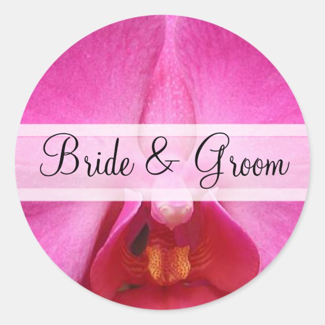 Elegante rosa Orchid Wedding Stickers (Vorderseite)
