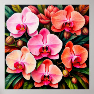 Elegante rosa Orchidee anspruchsvolle Wohnraumdeko Poster