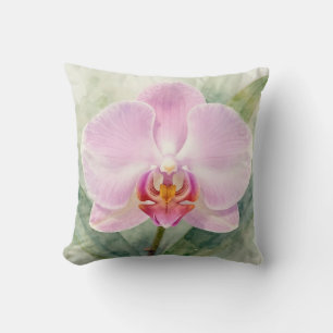 Elegante rosa Orchideen-Aquarell-Botanik-Blumen Kissen