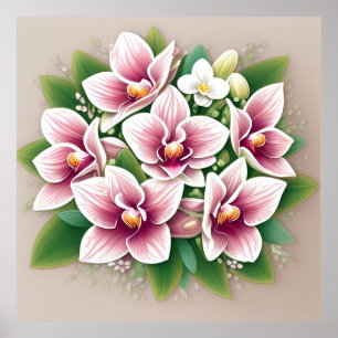 Elegante rosa Orchideen blühen Poster