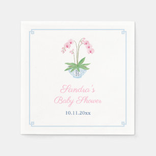 Elegante rosa Orchideen-Chinoiserie-Baby-Shower-Pa Serviette
