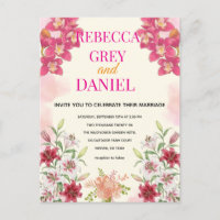 Elegante rosa Orchideen- und Lilien-Blumen-Einladu
