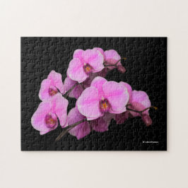 Elegante rosa Orchids Phalaenopsis auf schwarz Puzzle