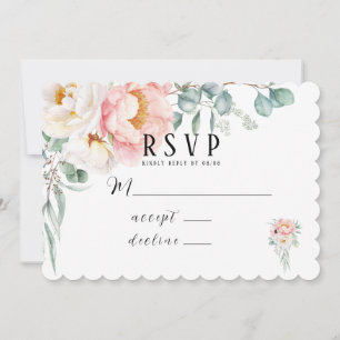 Elegante rosa Peonies Eukalyptus RSVP Cards Einladung