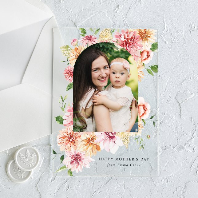 Elegante Rosa Peonies Foto Muttertagskarte Acryleinladungen (Von Creator hochgeladen)