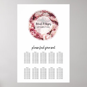 Elegante rosa Peonies Hochzeitstabelle Poster