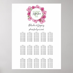 Elegante rosa Peonies Hochzeitstabelle Poster